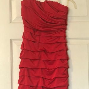 Red party dress-strapless